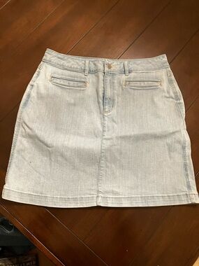 LOFT Light Wash Denim Mini Skirt